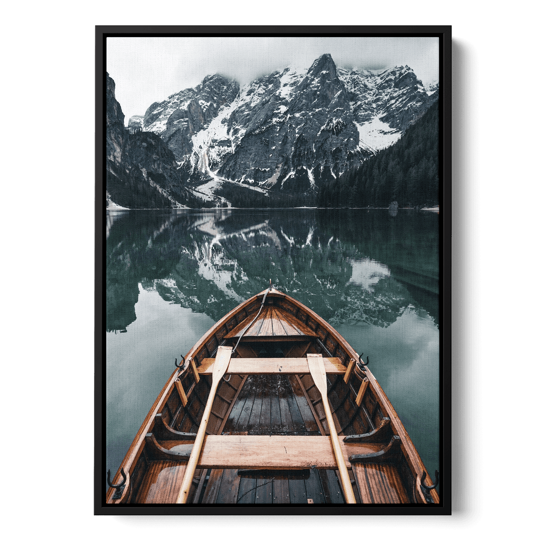Boat In The Alpes Canvas