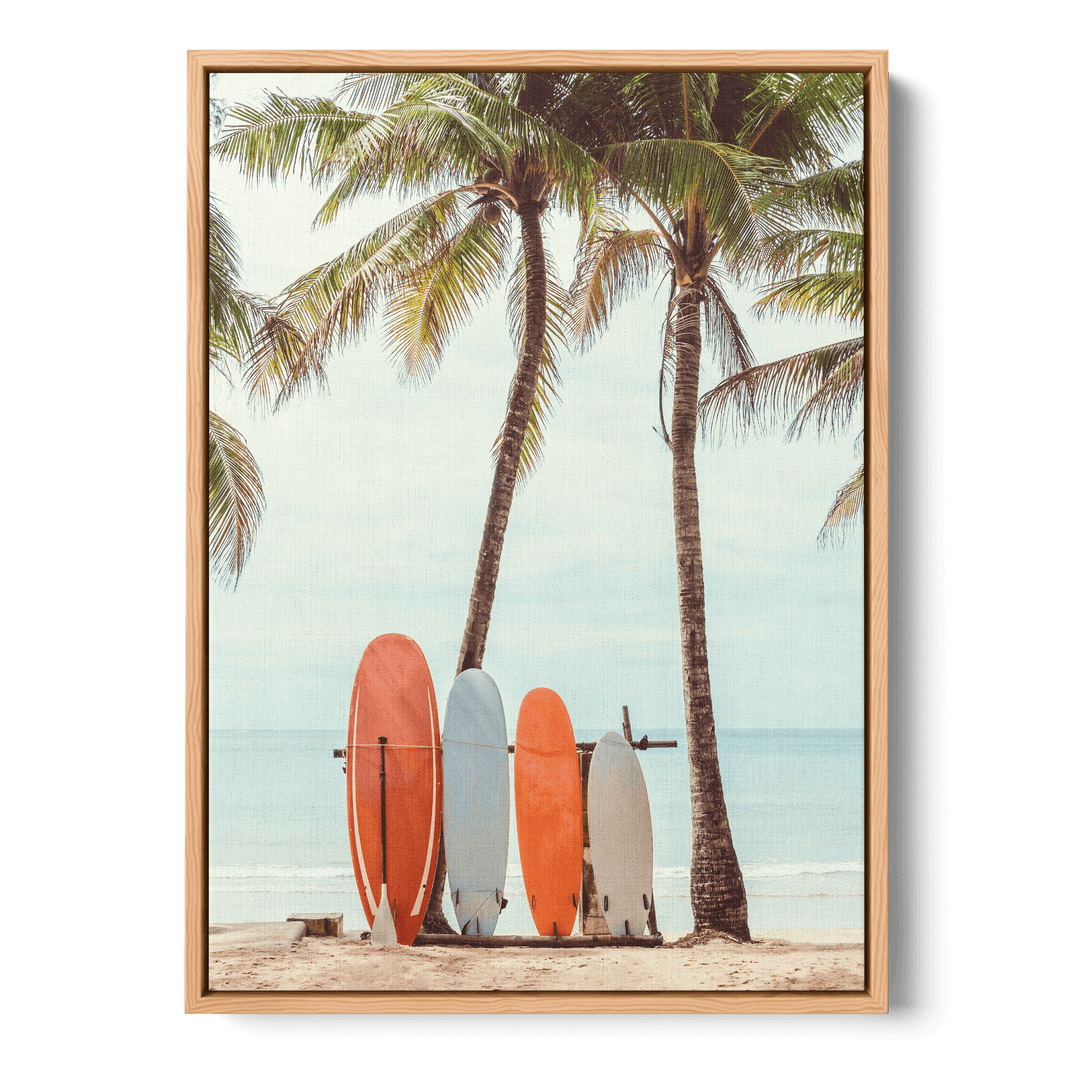 Surfboards On The Beach Canvas
