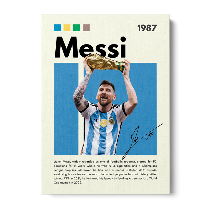 Lionel Messi Football Icons Canvas