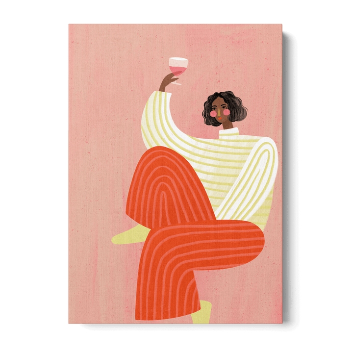 Woman With Glass Of Wine Canvas