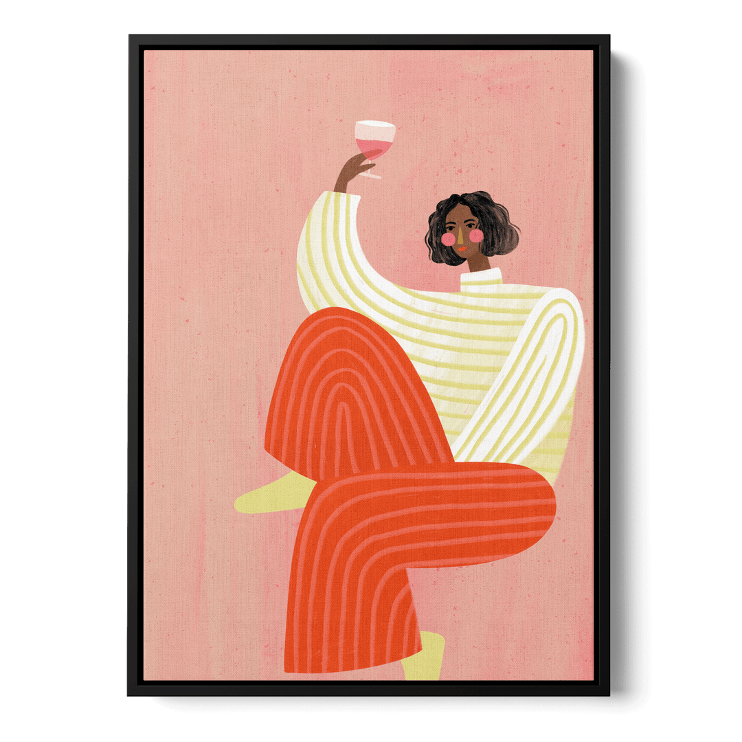 Woman With Glass Of Wine Canvas