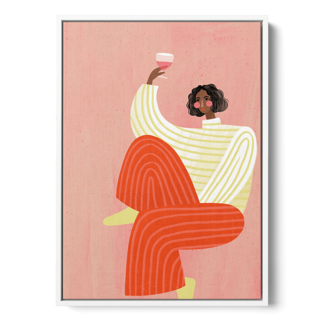Woman With Glass Of Wine Canvas