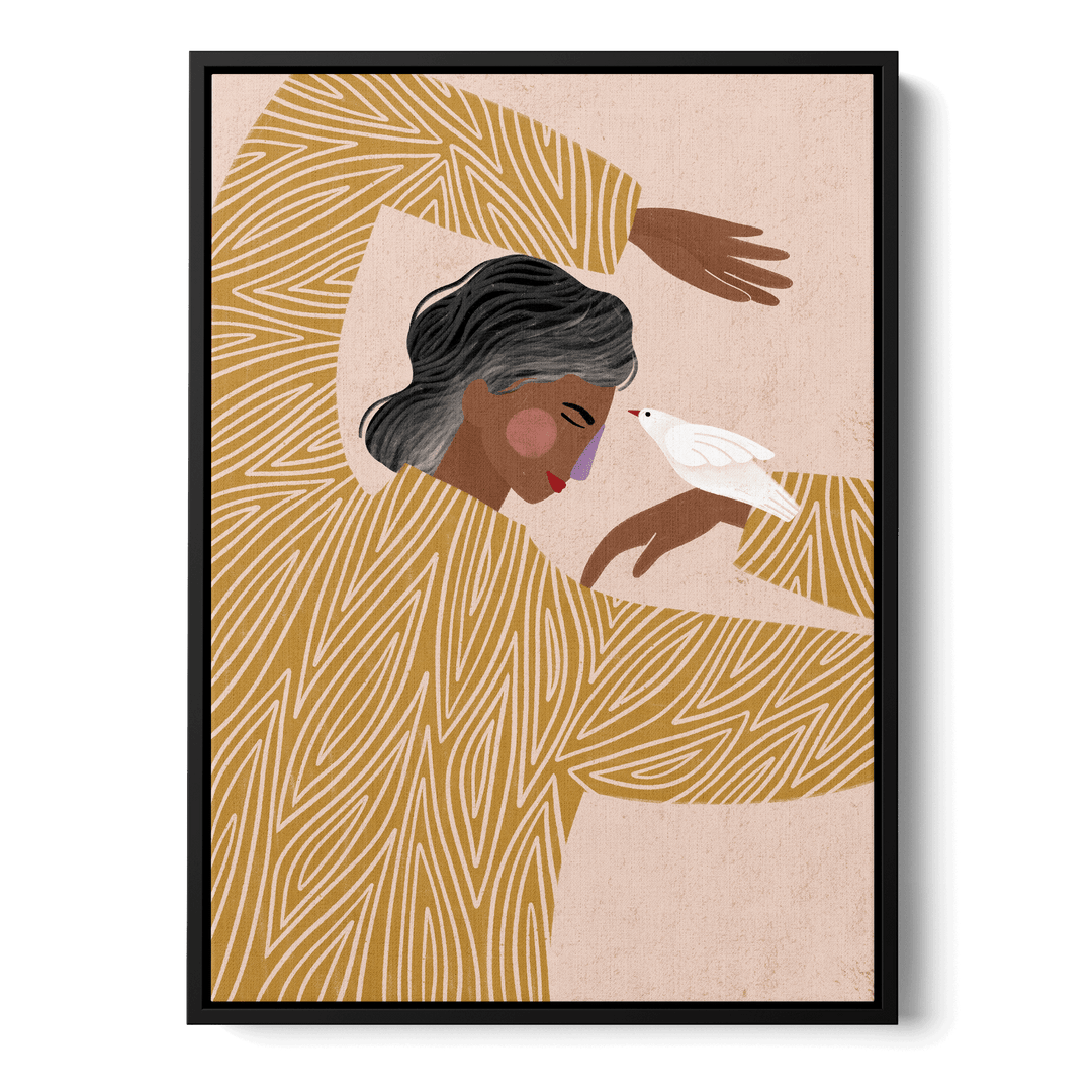 Woman With Bird Canvas