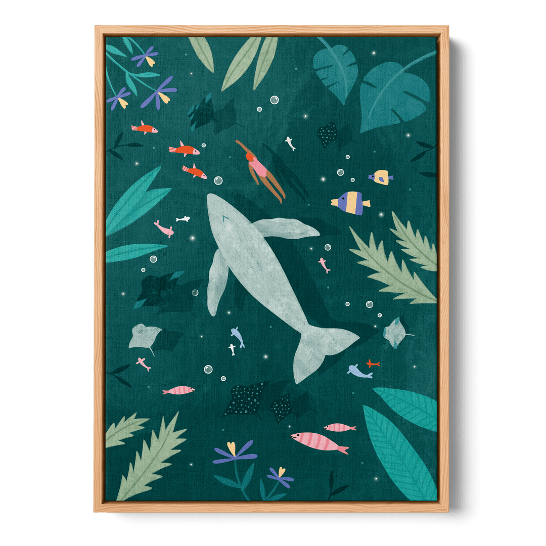 Swimming With A Whale Canvas