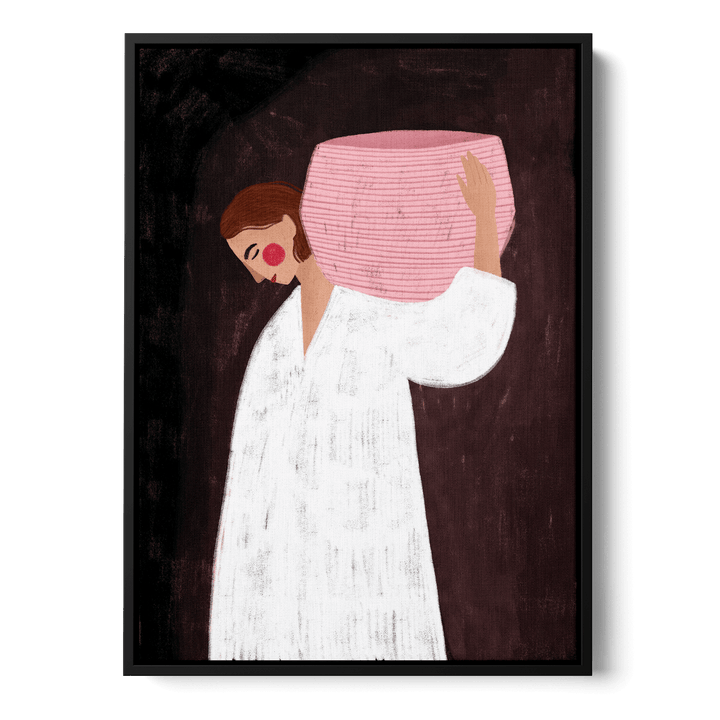 Woman With Pink Basket Canvas