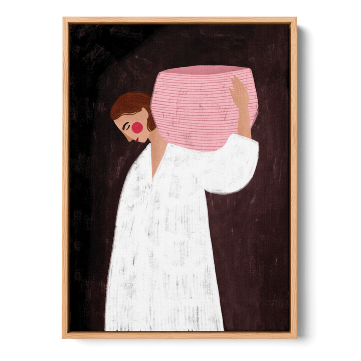 Woman With Pink Basket Canvas