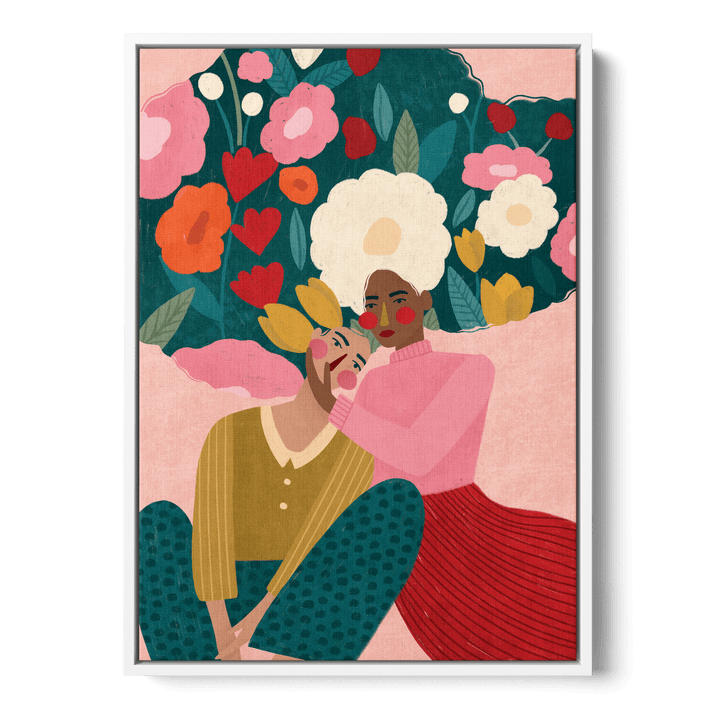 Couple In Floral Embrace Canvas