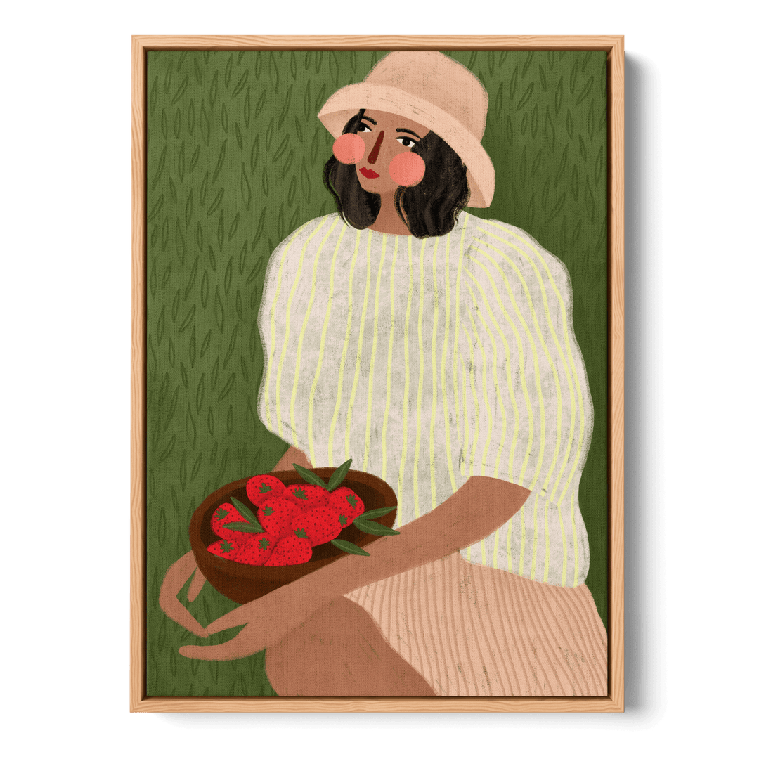 Woman With Strawberries Canvas