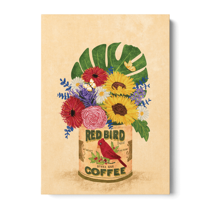 Flowers Vintage Coffee Can Canvas