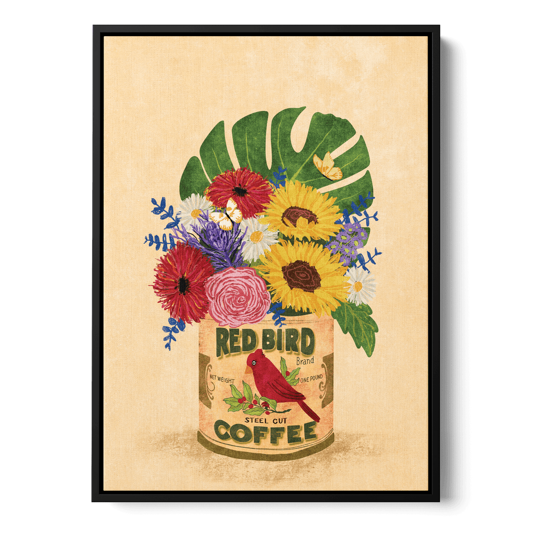Flowers Vintage Coffee Can Canvas