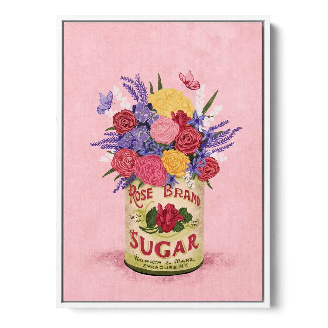 Flowers Vintage Sugar Can Canvas