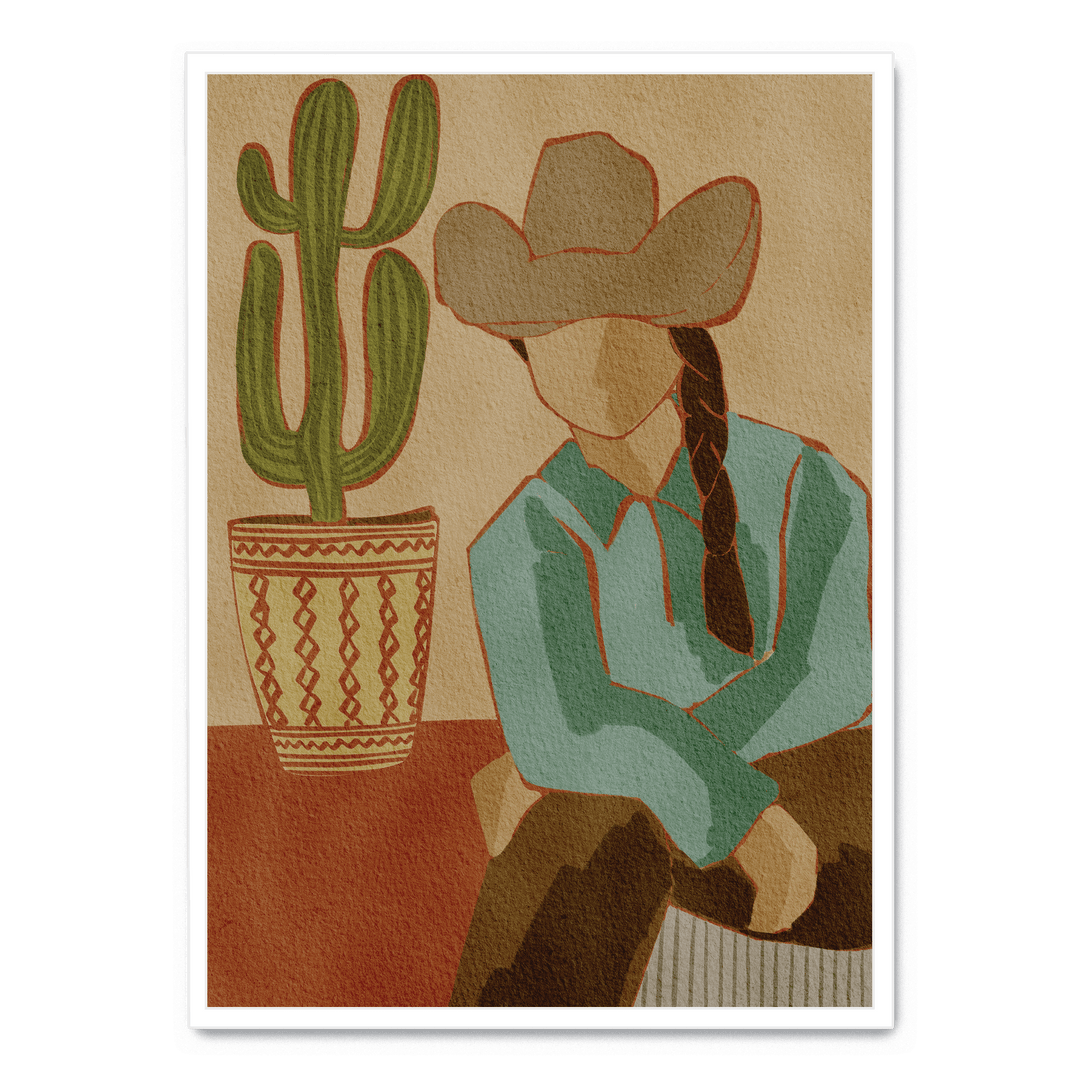 Desert Cowgirl And Cactus
