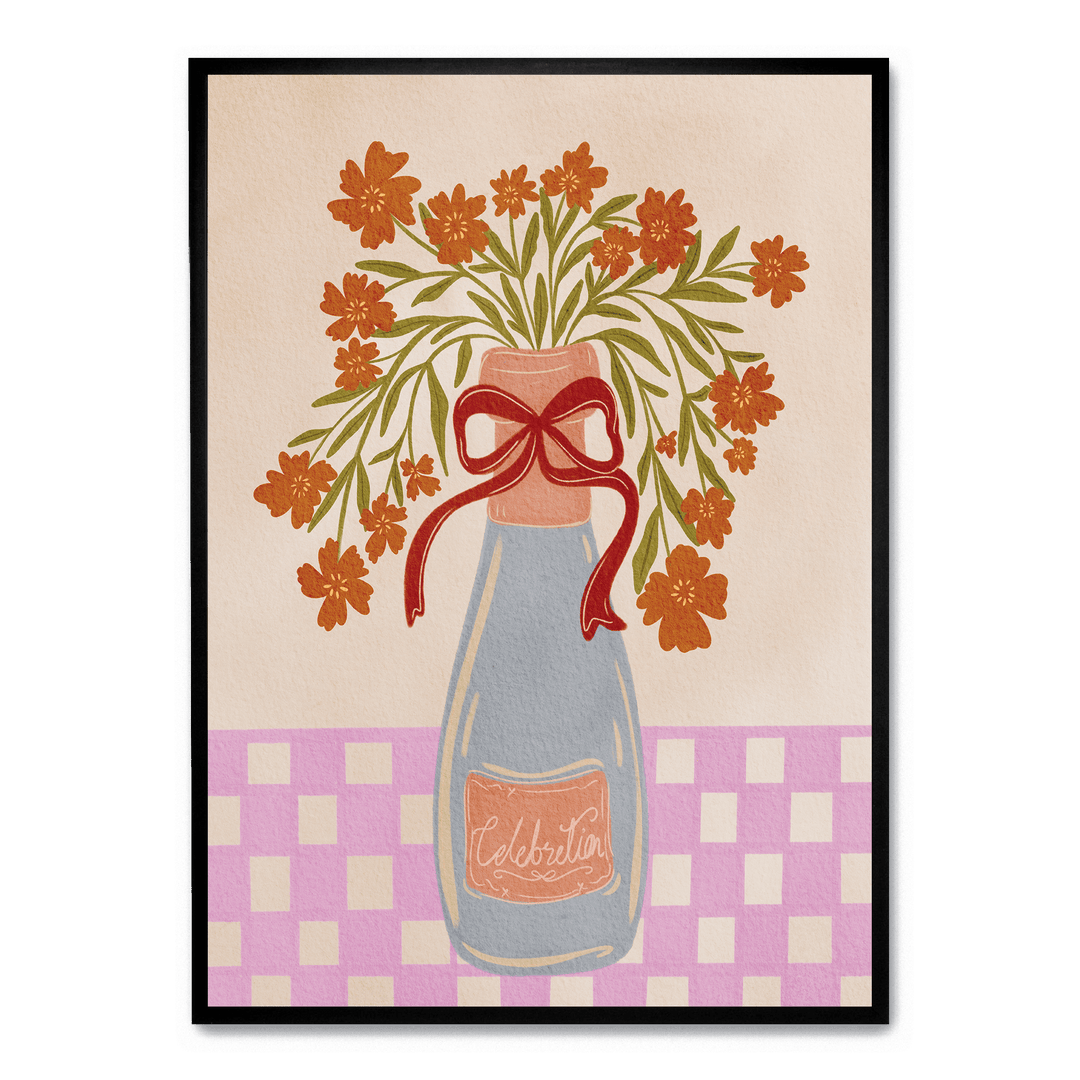 Festive Floral Champagne Bottle