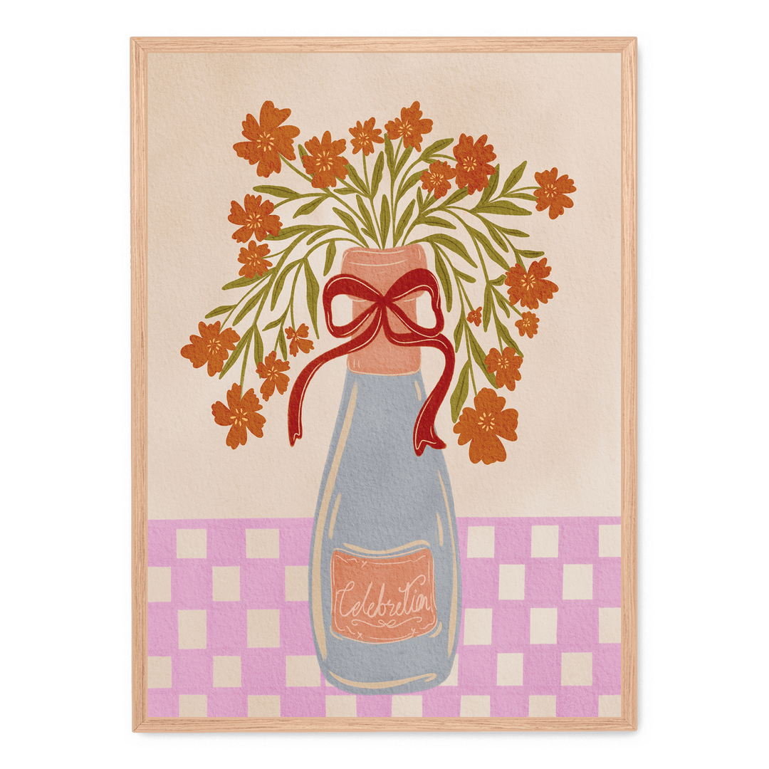 Festive Floral Champagne Bottle
