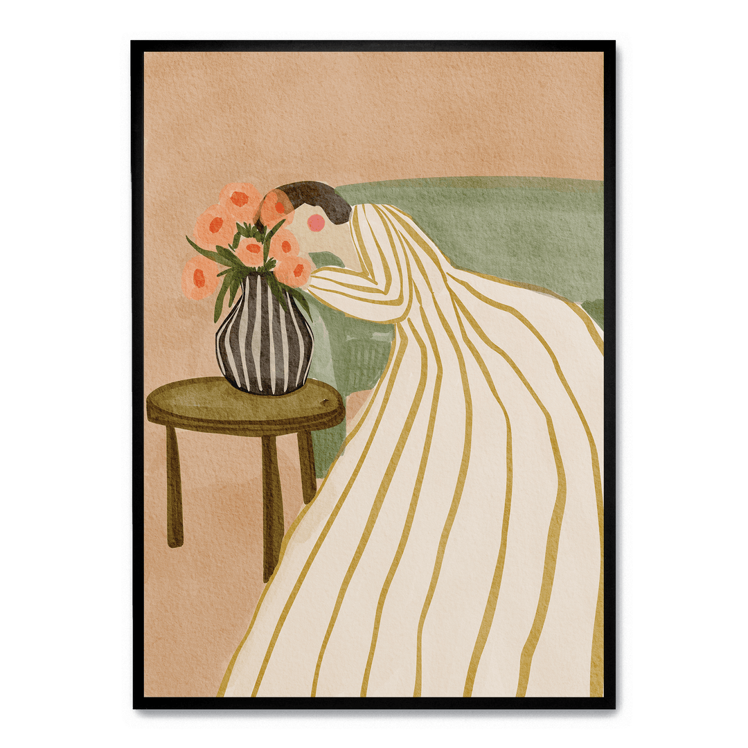 Woman Admiring Flowers