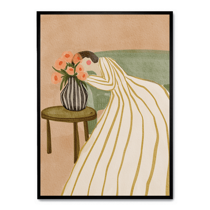Woman Admiring Flowers