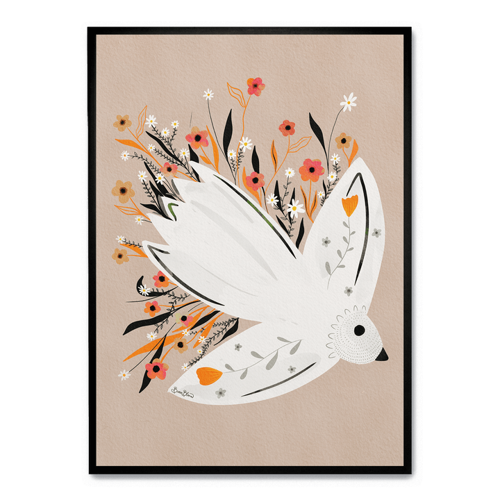 Bird In Flowers Beige