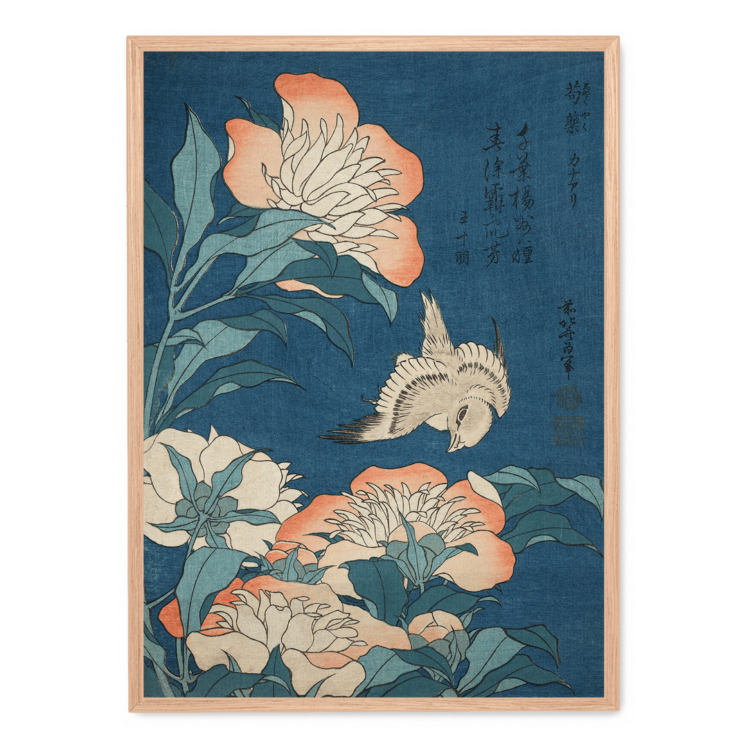 Hokusai - Peonies And Canary