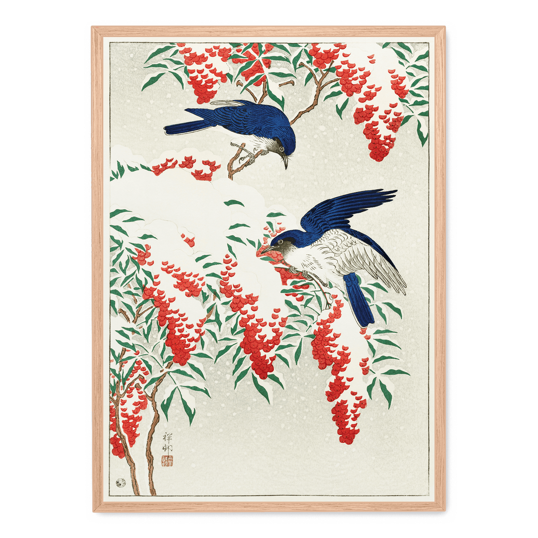 Ohara Koson - Flycatchers In Snow