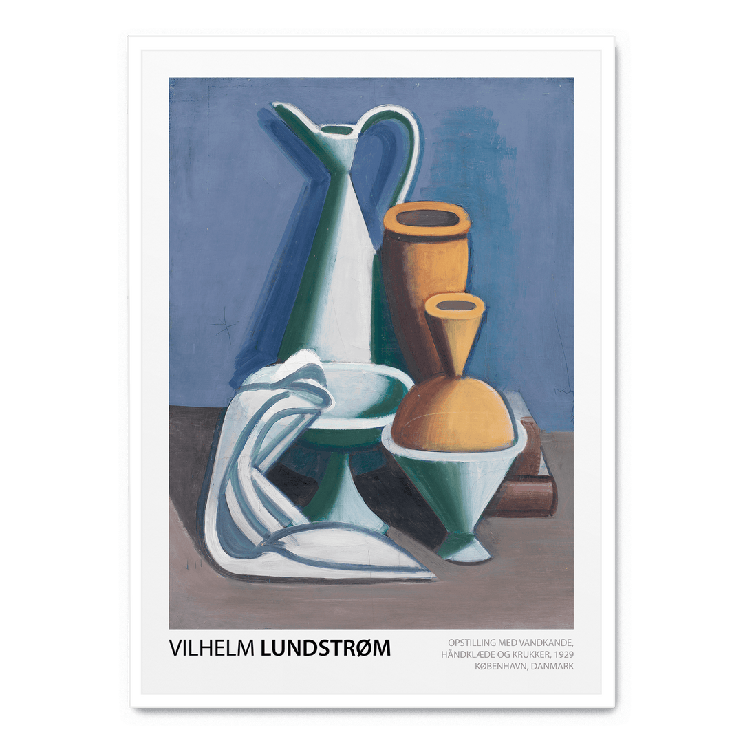 Opstilling Med Vandkande, Håndklæde Og Krukker